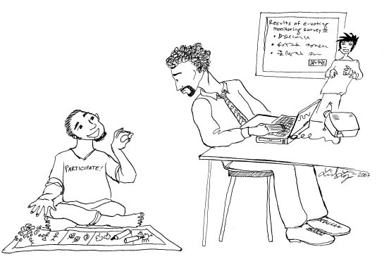 Consider the context when planning M&E... this features an outside do-gooder with an antiquated idea of 'participation'. 