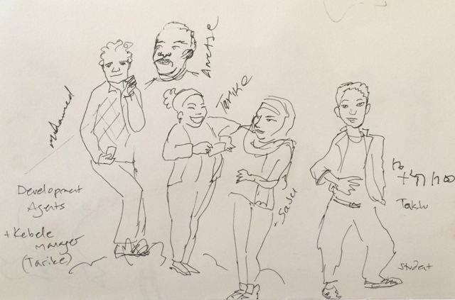 These guys were watching us visit the beekeeping centre. They work for ADHENO, but Tarike is the kebede (village) manager. 