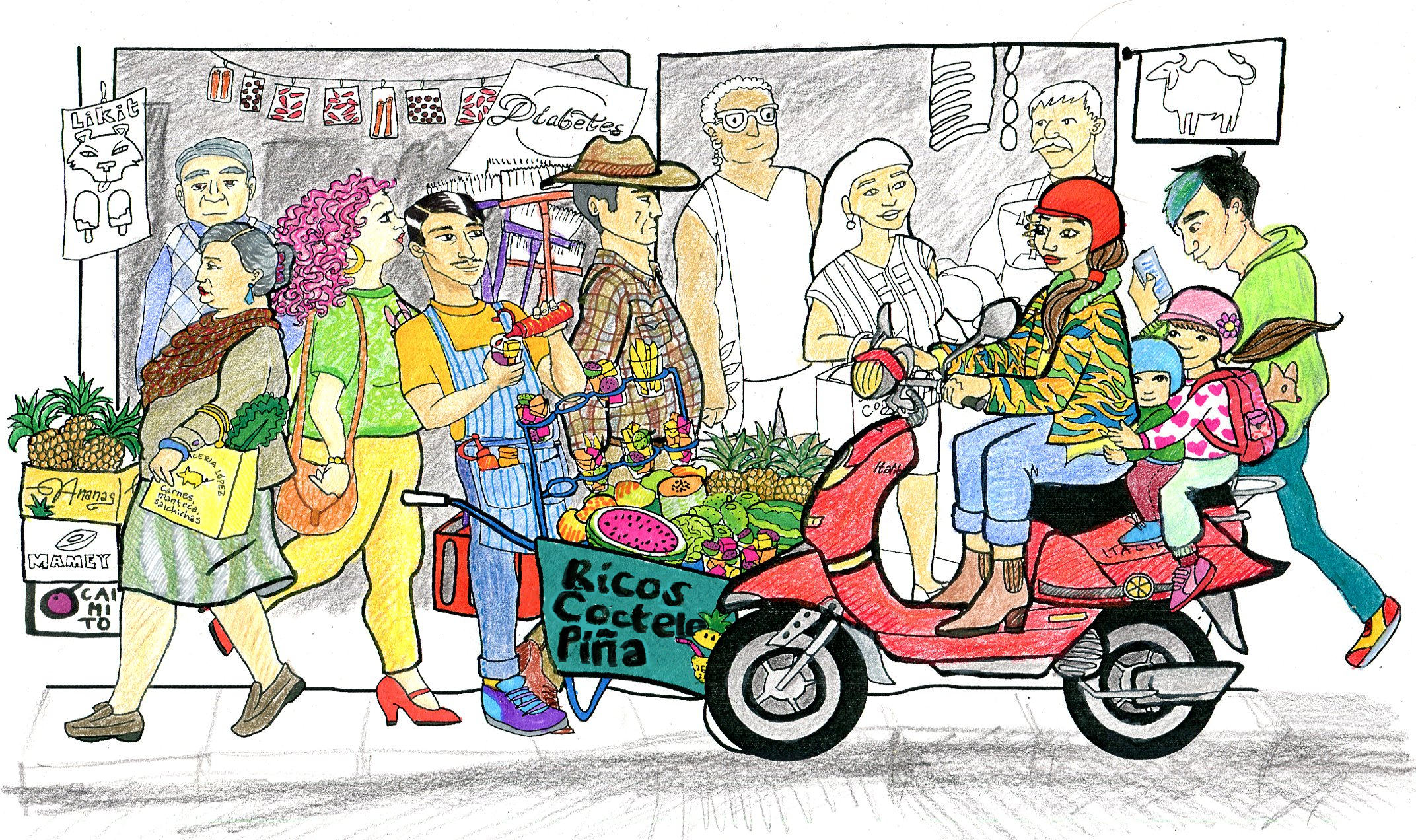 Italika, adults colouring, San Cristobal de las Casas, travel, shopping, abarrotes, street scene