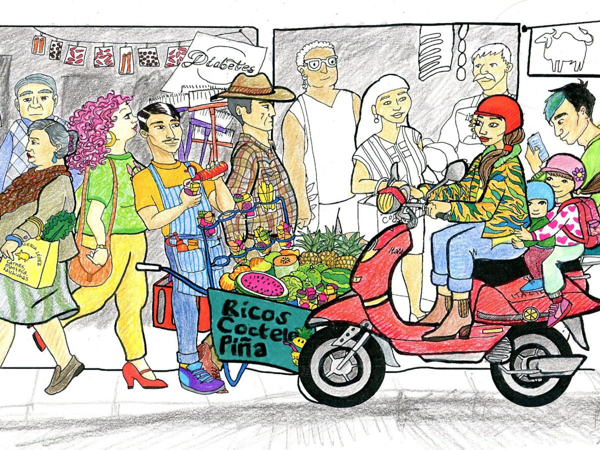 Real vs drawing: fruit,&nbsp;vespa